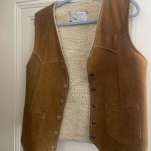 Brown Suede Vest with Shearling Lining
